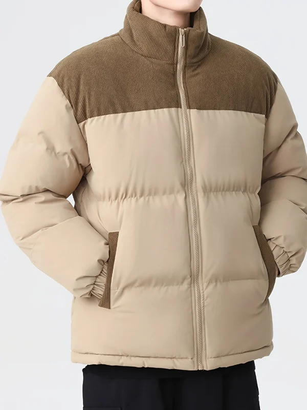 Beige Pufferjas met Corduroy Detail - Jas Heren - Regular Fit - Puento Fortade - TP 24 - Essential Beige - 51Dnspod | Smaakvolle damp – Verzendkosten vrij vanaf 40€