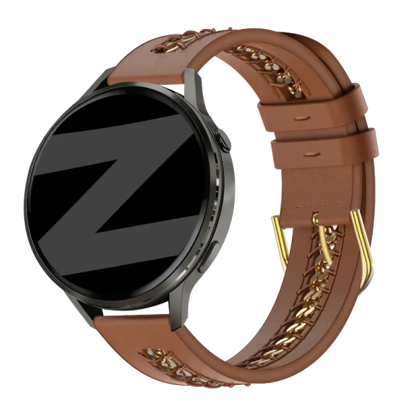 Bandz Garmin Forerunner 165 leren band 'Chains' (bruin) - 51Dnspod | Smaakvolle damp – Verzendkosten vrij vanaf 40€