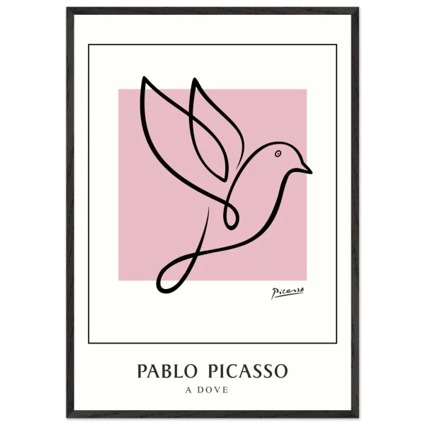 Artfulprints Poster met Lijst Pablo Picasso - A dove - 70x100 cm - Roze - 51Dnspod | Smaakvolle damp – Verzendkosten vrij vanaf 40€