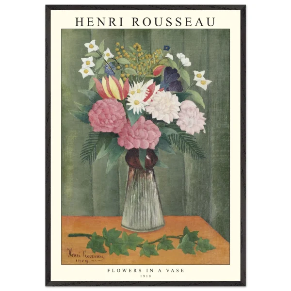 Artfulprints Poster met Lijst Henri Rousseau - Flowers in a vase - 70x100 cm - Groen - 51Dnspod | Smaakvolle damp – Verzendkosten vrij vanaf 40€