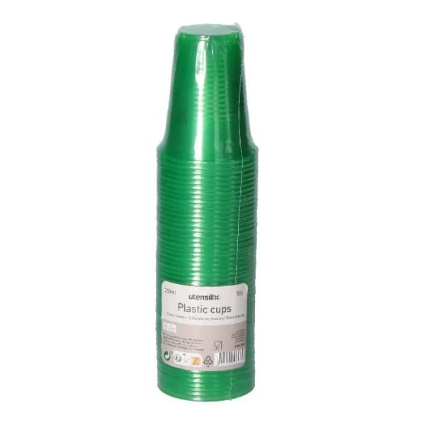 Bekers plastic groen – 50 stuks (200 ml) - 51Dnspod | Smaakvolle damp – Verzendkosten vrij vanaf 40€