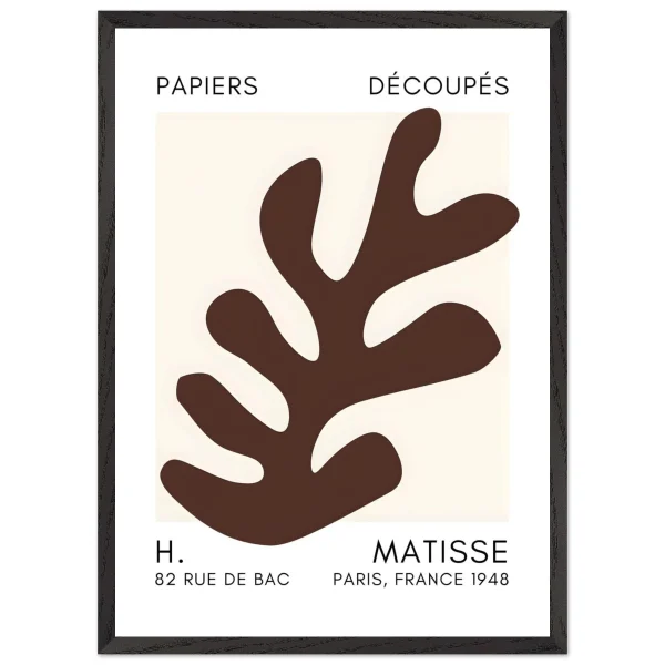 Artfulprints Poster met Lijst Matisse – Ocean petals brown - 50x70 cm - Bruin - 51Dnspod | Smaakvolle damp – Verzendkosten vrij vanaf 40€