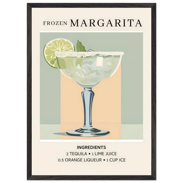 Artfulprints Poster met Lijst Frozen Margarita cocktail I - Ingrediënten - 50x70 cm - Groen - 51Dnspod | Smaakvolle damp – Verzendkosten vrij vanaf 40€