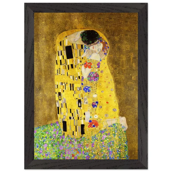 Artfulprints Poster met Lijst Gustav Klimt - The kiss - A4 21x29.7 cm - Geel - 51Dnspod | Smaakvolle damp – Verzendkosten vrij vanaf 40€