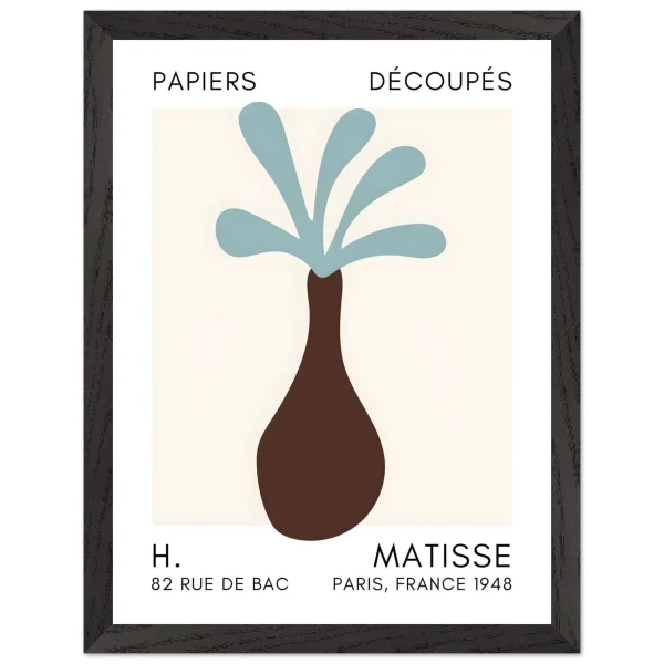 Artfulprints Poster met Lijst Matisse - Ocean flower turquoise - 30x40 cm - Turquoise - 51Dnspod | Smaakvolle damp – Verzendkosten vrij vanaf 40€