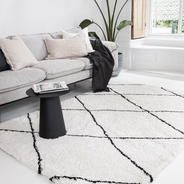 berber vloerkleed hoogpolig wit/zwart - scandinavisch - nea - 51Dnspod | Smaakvolle damp – Verzendkosten vrij vanaf 40€