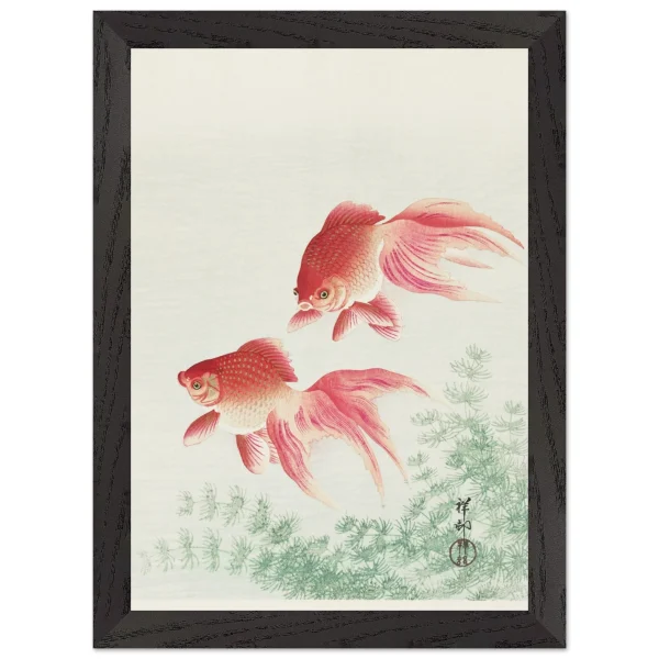 Artfulprints Poster met Lijst Ohara Koson - Two veil goldfish - A4 21x29.7 cm - Meerkleurig - 51Dnspod | Smaakvolle damp – Verzendkosten vrij vanaf 40€