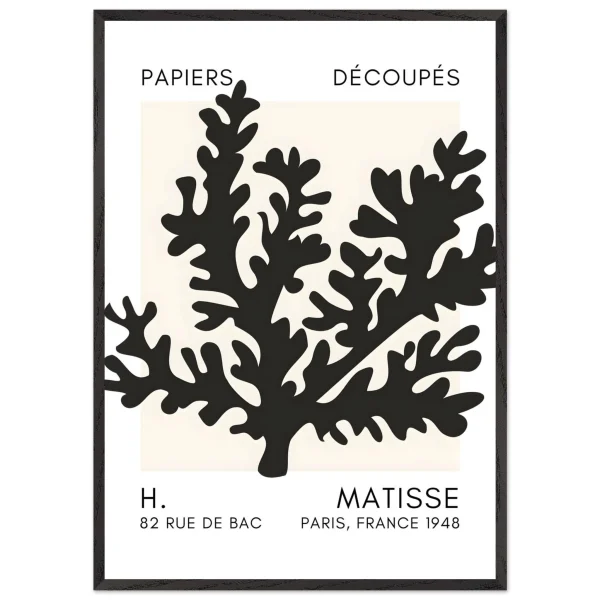 Artfulprints Poster met Lijst Matisse – Aqua bloom black - 70x100 cm - Zwart - 51Dnspod | Smaakvolle damp – Verzendkosten vrij vanaf 40€