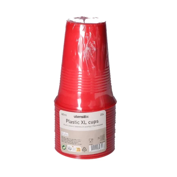 Bekers plastic XL rood – 20 stuks (480 ml) - 51Dnspod | Smaakvolle damp – Verzendkosten vrij vanaf 40€