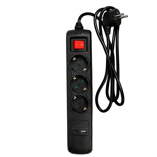 Benson 3-Voudige 1.5 mtr Stekkerdoos met USB-A en USB-C - Perfect voor Elk Huishouden - 51Dnspod | Smaakvolle damp – Verzendkosten vrij vanaf 40€