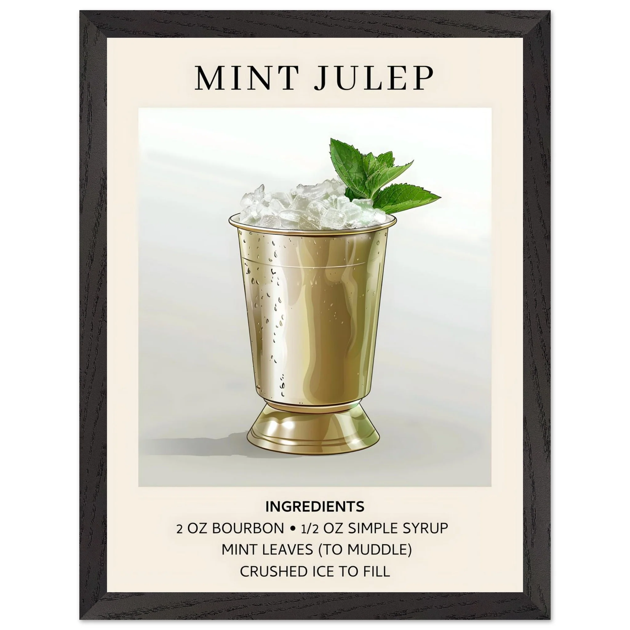 Artfulprints Poster met Lijst Mint Julep cocktail - Ingredients - 30x40 cm - Grijs - 51Dnspod | Smaakvolle damp – Verzendkosten vrij vanaf 40€ Artfulprints Poster met Lijst Mint Julep cocktail - Ingredients - 30x40 cm - Grijs - 51Dnspod | Smaakvolle damp – Verzendkosten vrij vanaf 40€