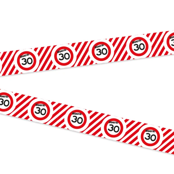 Afzetlint 30 jaar rood/wit 10m - 51Dnspod | Smaakvolle damp – Verzendkosten vrij vanaf 40€