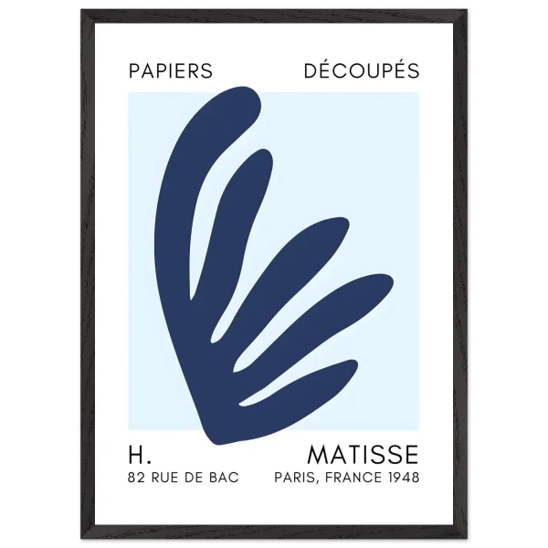 Artfulprints Poster met Lijst Matisse – Aquatic impression navy blue I - 50x70 cm - Blauw - 51Dnspod | Smaakvolle damp – Verzendkosten vrij vanaf 40€