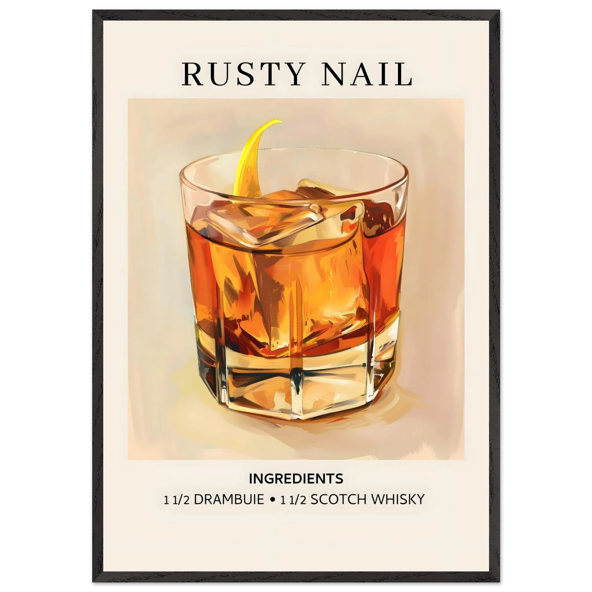 Artfulprints Poster met Lijst Rusty Nail cocktail - Ingredients - 70x100 cm - Bruin - 51Dnspod | Smaakvolle damp – Verzendkosten vrij vanaf 40€ Artfulprints Poster met Lijst Rusty Nail cocktail - Ingredients - 70x100 cm - Bruin - 51Dnspod | Smaakvolle damp – Verzendkosten vrij vanaf 40€
