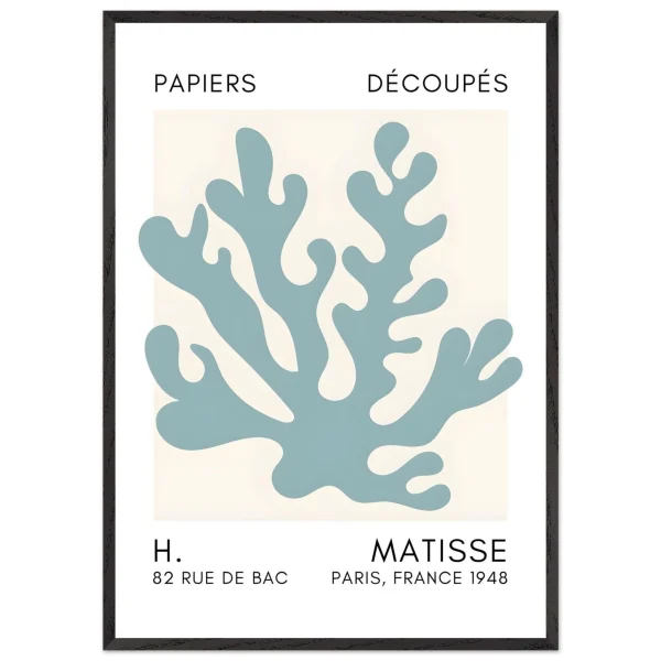 Artfulprints Poster met Lijst Matisse – Saltflower shapes turquoise - 70x100 cm - Turquoise - 51Dnspod | Smaakvolle damp – Verzendkosten vrij vanaf 40€