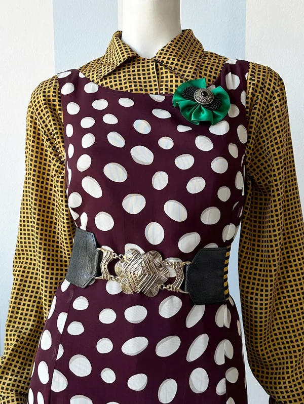Bordeaux designer jurk met stippen - 51Dnspod | Smaakvolle damp – Verzendkosten vrij vanaf 40€