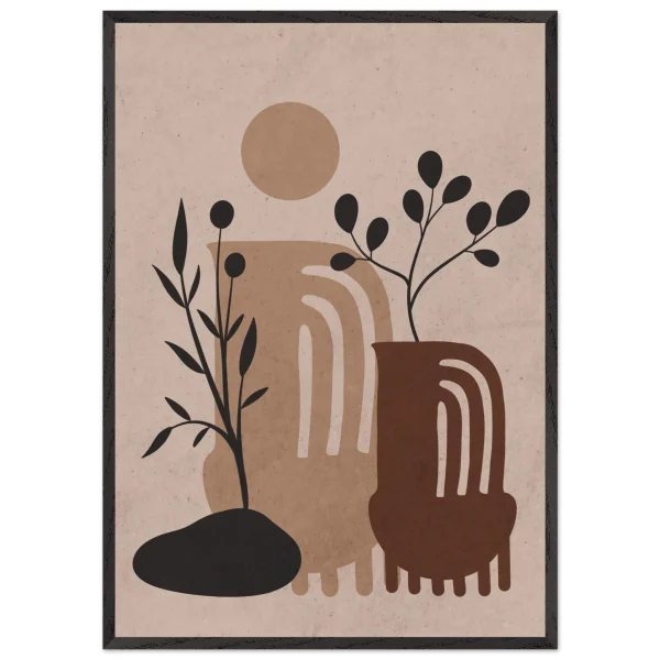 Artfulprints Poster met Lijst Boho – Clay forms - 70x100 cm - Bruin - 51Dnspod | Smaakvolle damp – Verzendkosten vrij vanaf 40€