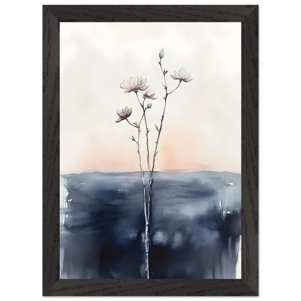 Artfulprints Poster met Lijst Boho – Misty blossom - A4 21x29.7 cm - Zwart / Wit - 51Dnspod | Smaakvolle damp – Verzendkosten vrij vanaf 40€