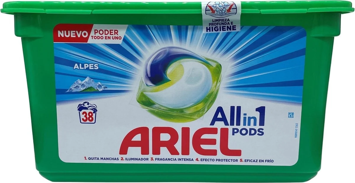 Ariel Pods 3In1 Alpine 38St - 51Dnspod | Smaakvolle damp – Verzendkosten vrij vanaf 40€ Ariel Pods 3In1 Alpine 38St - 51Dnspod | Smaakvolle damp – Verzendkosten vrij vanaf 40€