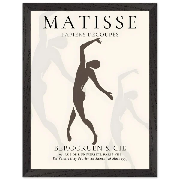 Artfulprints Poster met Lijst Matisse – Dancing silhouettes - 30x40 cm - Grijs - 51Dnspod | Smaakvolle damp – Verzendkosten vrij vanaf 40€