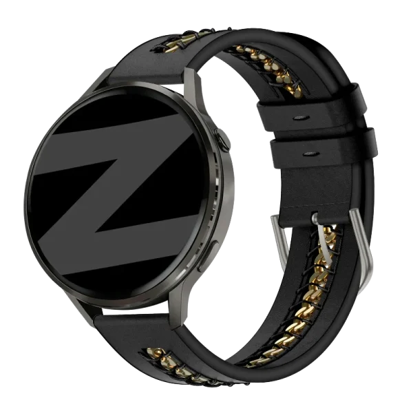 Bandz Garmin Forerunner 645 leren band 'Chains' (zwart) - 51Dnspod | Smaakvolle damp – Verzendkosten vrij vanaf 40€