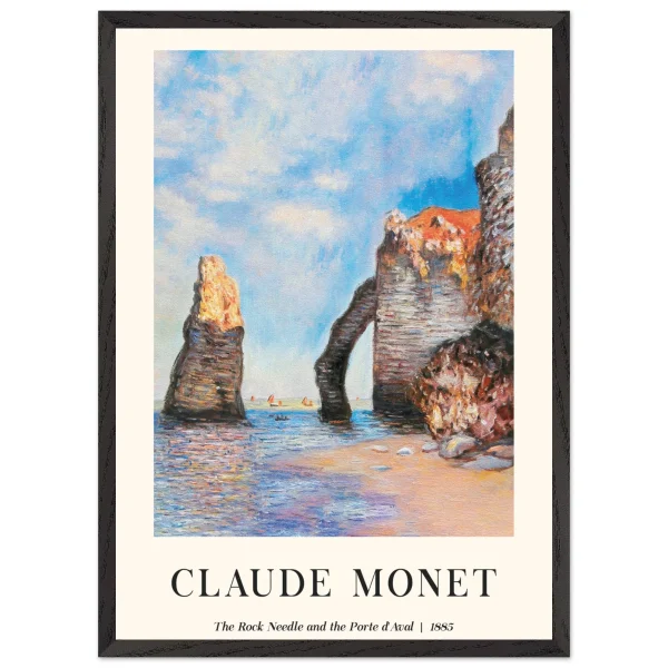 Artfulprints Poster met Lijst Claude Monet - The rock needle and the porte d'aval - 50x70 cm - Lichtblauw - 51Dnspod | Smaakvolle damp – Verzendkosten vrij vanaf 40€