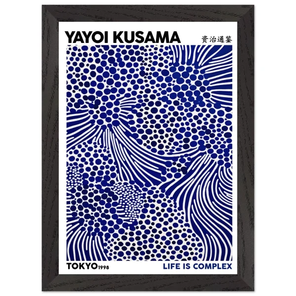 Artfulprints Poster met Lijst Yayoi Kusama - Life is complex - A4 21x29.7 cm - Blauw - 51Dnspod | Smaakvolle damp – Verzendkosten vrij vanaf 40€