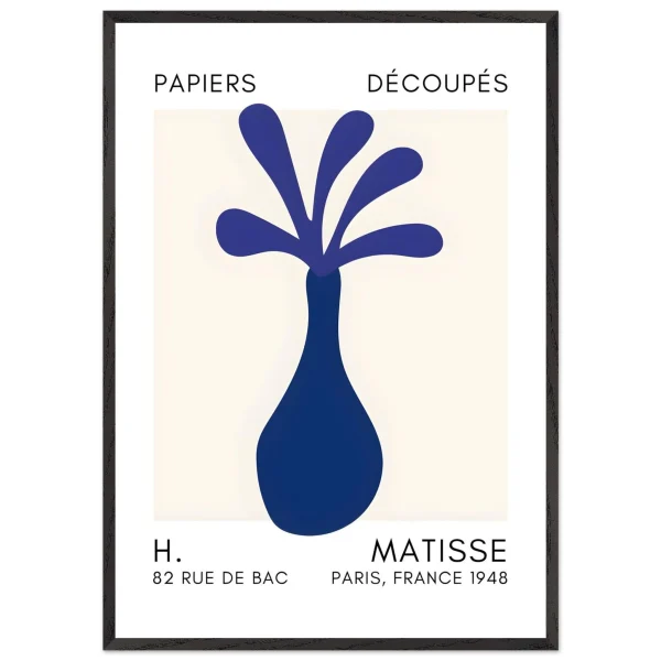 Artfulprints Poster met Lijst Matisse - Ocean flower navy blue - 70x100 cm - Blauw - 51Dnspod | Smaakvolle damp – Verzendkosten vrij vanaf 40€