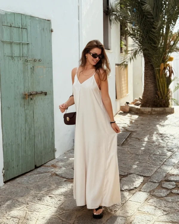 Anna Maxi Dress | Cream | Tall - 51Dnspod | Smaakvolle damp – Verzendkosten vrij vanaf 40€