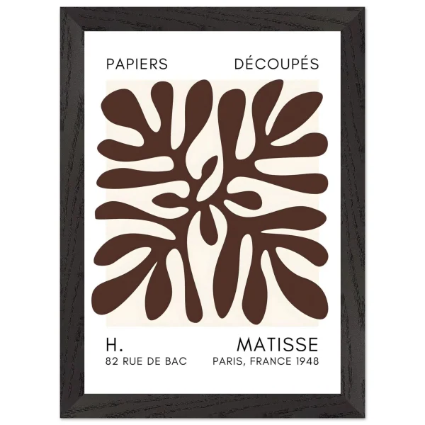 Artfulprints Poster met Lijst Matisse - Deep ocean brown - A4 21x29.7 cm - Bruin - 51Dnspod | Smaakvolle damp – Verzendkosten vrij vanaf 40€