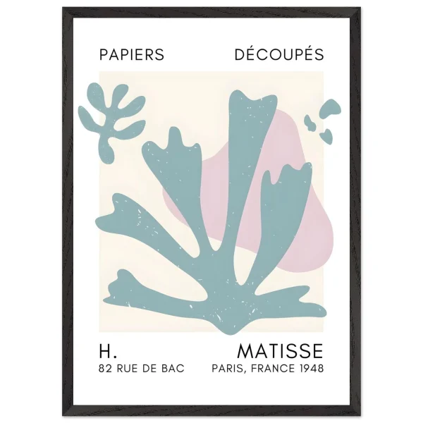 Artfulprints Poster met Lijst Matisse – Abstract bloom turquoise - 50x70 cm - Turquoise - 51Dnspod | Smaakvolle damp – Verzendkosten vrij vanaf 40€