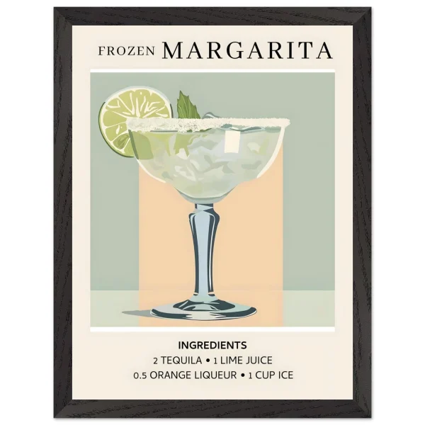 Artfulprints Poster met Lijst Frozen Margarita cocktail I - Ingrediënten - 30x40 cm - Groen - 51Dnspod | Smaakvolle damp – Verzendkosten vrij vanaf 40€