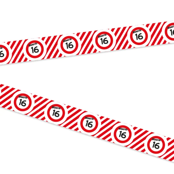 Afzetlint 16 jaar rood/wit 10m - 51Dnspod | Smaakvolle damp – Verzendkosten vrij vanaf 40€