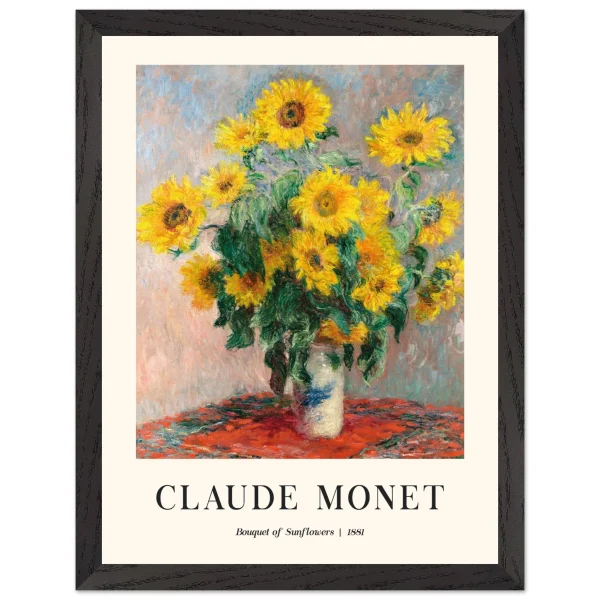 Artfulprints Poster met Lijst Claude Monet - Bouquet of sunflowers - 30x40 cm - Geel - 51Dnspod | Smaakvolle damp – Verzendkosten vrij vanaf 40€