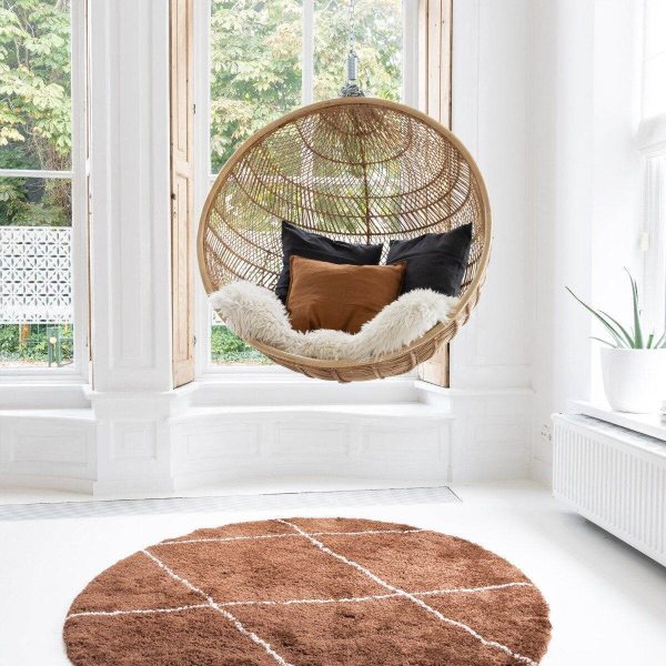 Berber vloerkleed rond hoogpolig Roest/Cream - scandinavisch - nea - 51Dnspod | Smaakvolle damp – Verzendkosten vrij vanaf 40€