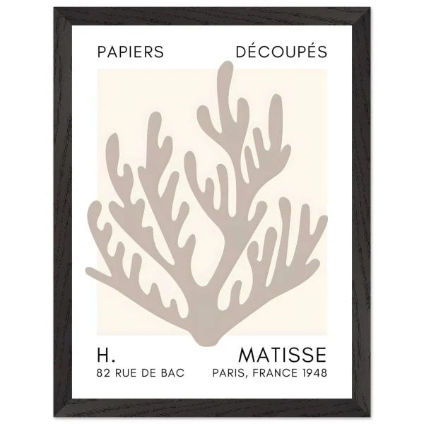 Artfulprints Poster met Lijst Matisse – Coral harmony grey - 30x40 cm - Grijs - 51Dnspod | Smaakvolle damp – Verzendkosten vrij vanaf 40€