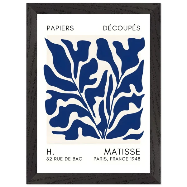 Artfulprints Poster met Lijst Matisse – Seabed shapes navy blue II - A4 21x29.7 cm - Blauw - 51Dnspod | Smaakvolle damp – Verzendkosten vrij vanaf 40€