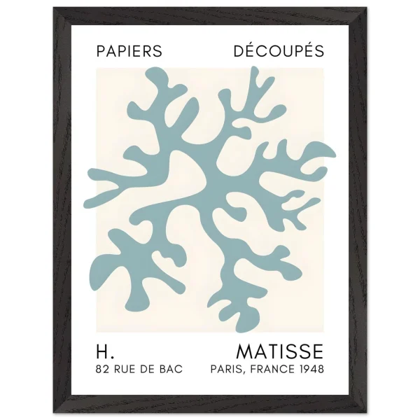 Artfulprints Poster met Lijst Matisse – Dreamy coral flower turquoise - 30x40 cm - Turquoise - 51Dnspod | Smaakvolle damp – Verzendkosten vrij vanaf 40€
