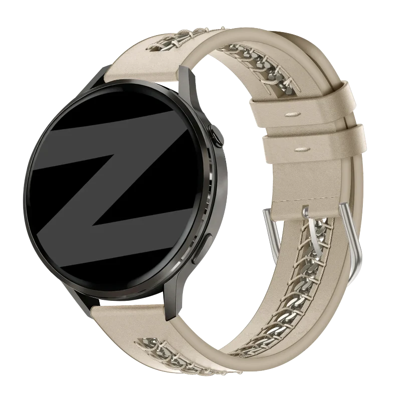 Bandz Garmin Venu SQ 2 leren band 'Chains' (beige) - 51Dnspod | Smaakvolle damp – Verzendkosten vrij vanaf 40€ Bandz Garmin Venu SQ 2 leren band 'Chains' (beige) - 51Dnspod | Smaakvolle damp – Verzendkosten vrij vanaf 40€