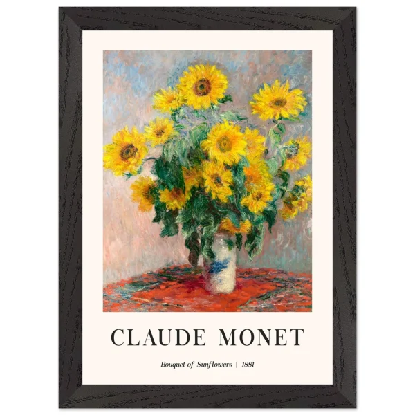 Artfulprints Poster met Lijst Claude Monet - Bouquet of sunflowers - A4 21x29.7 cm - Geel - 51Dnspod | Smaakvolle damp – Verzendkosten vrij vanaf 40€