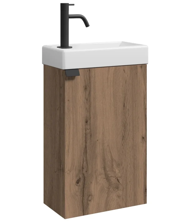 Badplaats Toiletmeubel Apollo 40 x 22 cm – Bruin Eiken – Fonteinmeubel met Wastafel - 51Dnspod | Smaakvolle damp – Verzendkosten vrij vanaf 40€