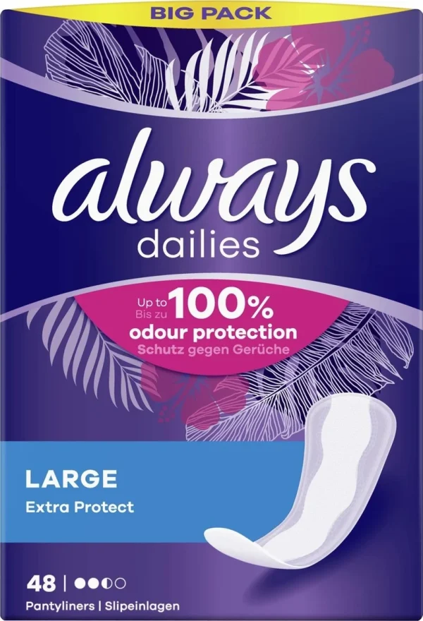 Always Dailies Large Extra Protect Inlegkruisjes - 48 Stuks - 51Dnspod | Smaakvolle damp – Verzendkosten vrij vanaf 40€