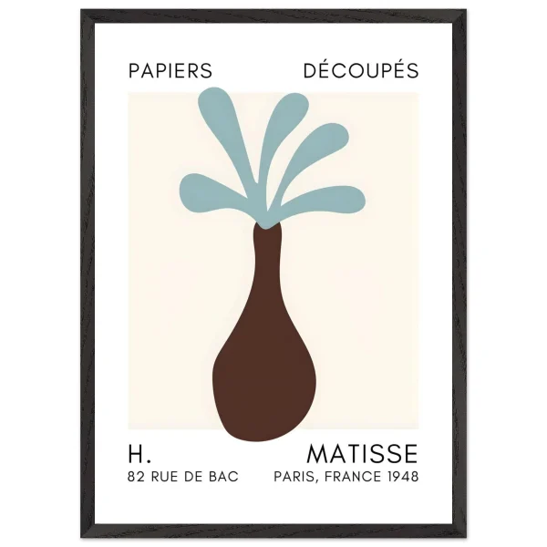 Artfulprints Poster met Lijst Matisse - Ocean flower turquoise - 50x70 cm - Turquoise - 51Dnspod | Smaakvolle damp – Verzendkosten vrij vanaf 40€