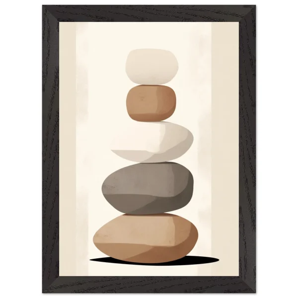 Artfulprints Poster met Lijst Stacked stones - A4 21x29.7 cm - Taupe - 51Dnspod | Smaakvolle damp – Verzendkosten vrij vanaf 40€