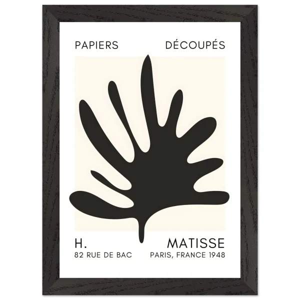 Artfulprints Poster met Lijst Matisse – Coral drift black - A4 21x29.7 cm - Zwart - 51Dnspod | Smaakvolle damp – Verzendkosten vrij vanaf 40€