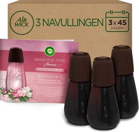 Air Wick Essential Mist Automatische Luchtverfrisser - Verfrissende Pioen en Jasmijn - 3 Navullingen - 51Dnspod | Smaakvolle damp – Verzendkosten vrij vanaf 40€