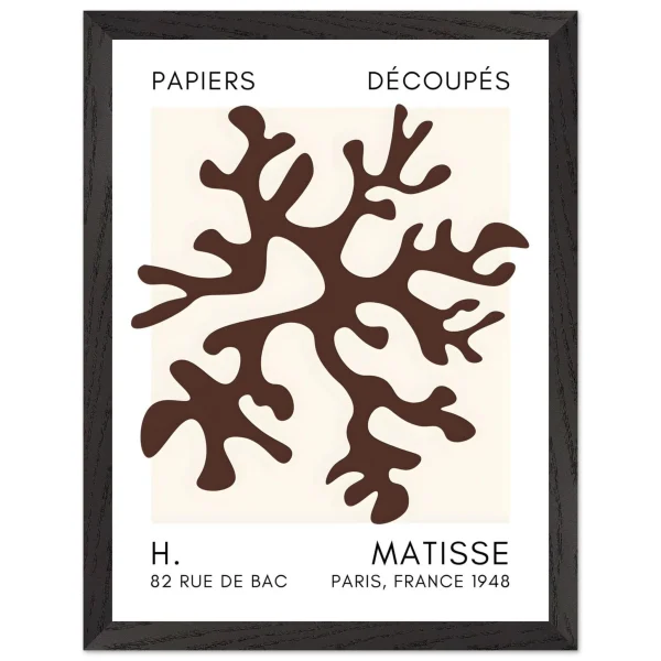 Artfulprints Poster met Lijst Matisse – Dreamy coral flower brown - 30x40 cm - Bruin - 51Dnspod | Smaakvolle damp – Verzendkosten vrij vanaf 40€