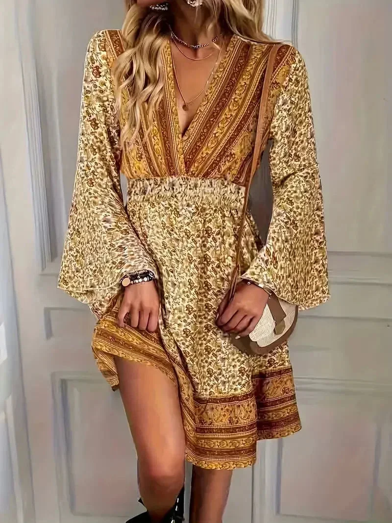Bohemian Overslag Mini Jurk met Print - 51Dnspod | Smaakvolle damp – Verzendkosten vrij vanaf 40€ Bohemian Overslag Mini Jurk met Print - 51Dnspod | Smaakvolle damp – Verzendkosten vrij vanaf 40€