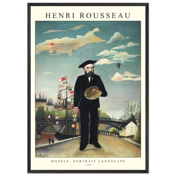 Artfulprints Poster met Lijst Henri Rousseau - Portrait landscape - 70x100 cm - Blauw - 51Dnspod | Smaakvolle damp – Verzendkosten vrij vanaf 40€
