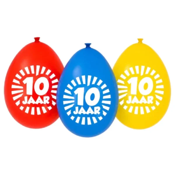 Ballonnen 10 jaar meerkleurig 30 cm - 10 stuks - 51Dnspod | Smaakvolle damp – Verzendkosten vrij vanaf 40€